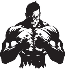 Zombie Powerlift Icon Black Emblematic Decaying Fitness Warrior Vector Logo