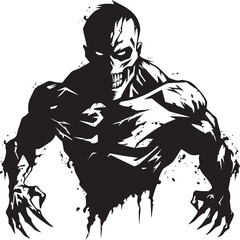 Ghoul Fitness Beast Black Logo Emblem Zombie Gym Enigma Vector Iconic