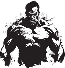 Zombie Workout Icon Black Iconic Design Decayed Muscle Pump Vector Emblematic