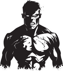 Risen Muscle Zombie Vector Emblematic Zombie Powerlifter Emblem Black Emblem