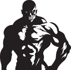 Undead Fitness Emblem Vector Logo Decayed Muscle Pump Black Iconic