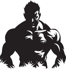 Decayed Gym Warrior Black Logo Ghastly Muscle Emblem Vector Icon