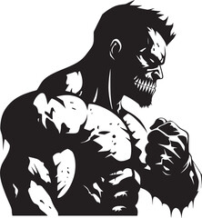 Zombie Mass Gain Vector Logo Icon Ghastly Fitness Icon Black Emblematic