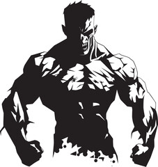 Decaying Muscle Mass Black Emblematic Zombified Muscle Beast Vector Emblem