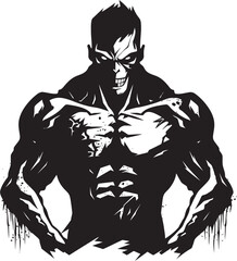 Ghastly Fitness Icon Black Emblematic Decayed Muscle Forge Vector Icon