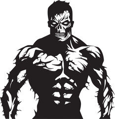 Zombie Powerlifter Vector Emblem Resurrected Muscle Forge Black Emblematic