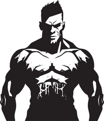 Fototapeta na wymiar Zombie Muscle Enigma Vector Icon Undead Fitness Sculpture Black Emblem