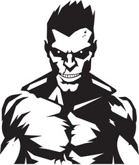 Corrupted Fitness Icon Black Emblematic Zombie Muscle Enigma Vector Icon