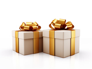 Render luxury gift box with elegant ribbon on white background