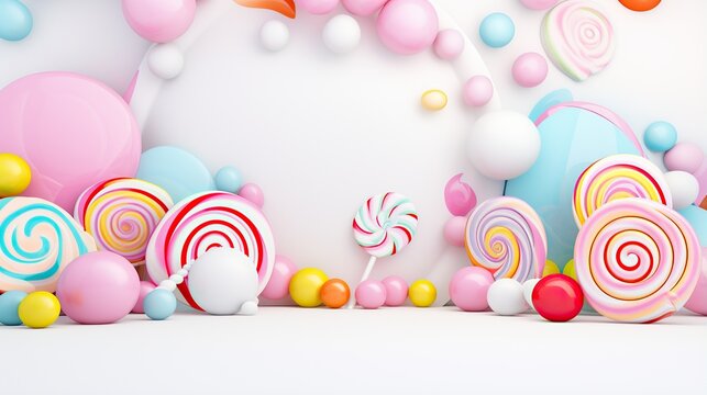 Candy And Lollypop On White Background