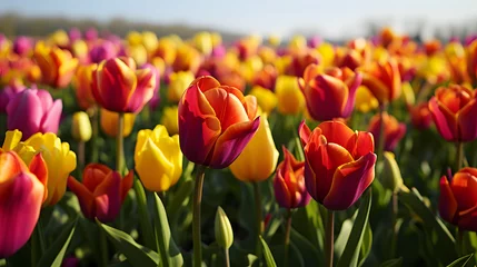 Fotobehang field of tulips © Alexis