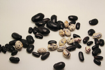 Fototapeta na wymiar Black and White Dried Bean Seeds