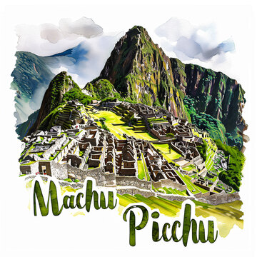 Machu Pichu watercolor paint