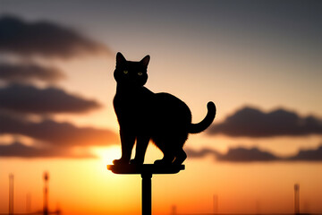 cat on sunset