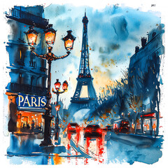 Paris watercolor paint 