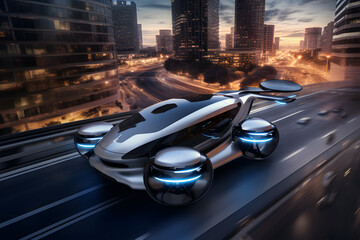 futuristic car in the city 