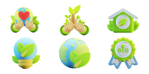 3d icon of Green Energy, Ecology, transparent, green color for illustration needs related to going green and protecting nature