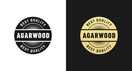 Agarwood stamp or Agar wood label vector isolated. Best Agar wood label vector for packaging design element. Agar wood stamp vector for product packaging design element.