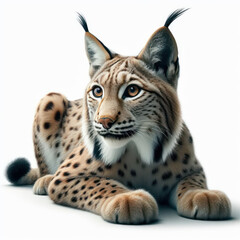 Fototapeta premium Iberian Lynx, lince iberico, Lynx pardinus, isolated White background