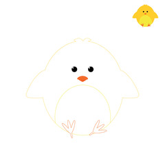 Web Vector isolated cute cartoon little chicken. Coloring book.