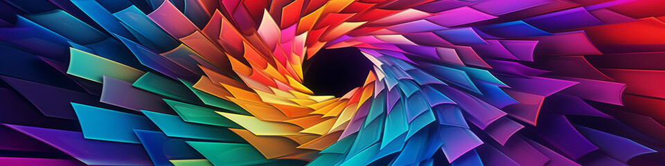 A 3D kaleidoscope of colorful shapes constantly shifting and evolving.