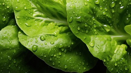  a close up of a green leafy plant with drops of water on it's leaves and a black background.
