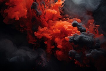 A captivating scene enveloped in dynamic flames and swirling smoke, a mesmerizing display of fiery reds against billowing dark grays.