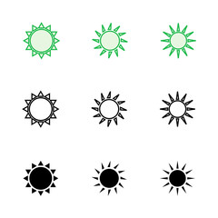 Sun icon set. Brightness Icon vector