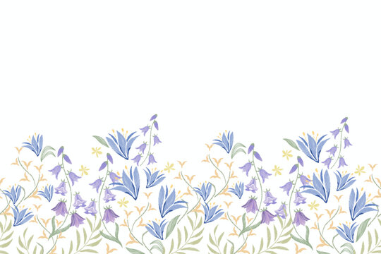 background with blue flowers . floral border frame banner frame vector illustration for Mother&rsquo;s day, father&rsquo;s day, valentines, spring, summer, anniversary template decoration for specials day.