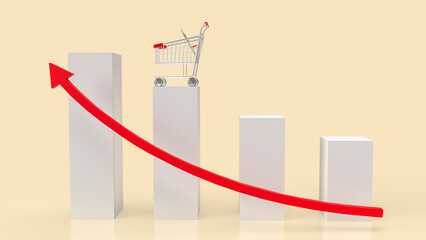 The super market cart and chart Business 3d rendering.