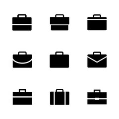 Briefcase icon set. suitcase icon. luggage symbol.