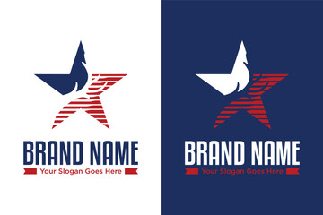american antler Horn and a star illustration vector logo design