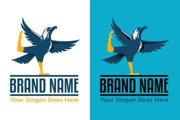 eagle yoga pose illustration vector logo design