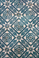 Portuguese traditional  tiles Azulejos, turquoise floral pattern