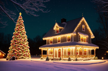 Fototapeta premium house with Christmas decorations