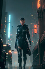 futuristic cyberpunk woman portrait