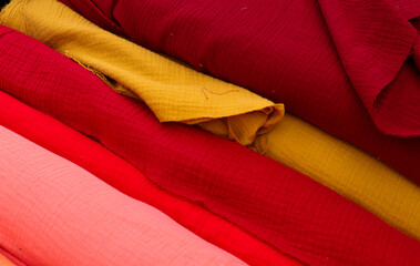 Samples of cloth and fabrics in different colors