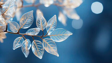 A Detailed Exploration of the Intricate Beauty of a Tree Branch Covered in Lush transparent  Leaves
