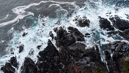 aerial view of coast and ocean