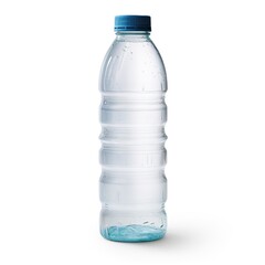 A Plastic Bottle Full of Water on White Background. Drink, Beverage, Pure, Mineral Water
