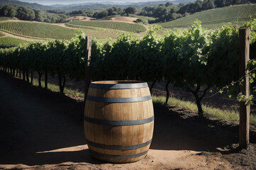 Fototapeta premium wine barrels in vineyard