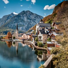 Fototapeta premium Paisaje montañoso, con Rio