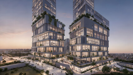 Naklejka premium green city, ecological city, modern city