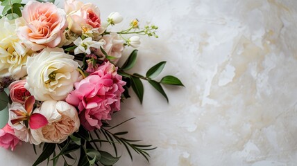 Elegant mixed flowers on a marble surface
