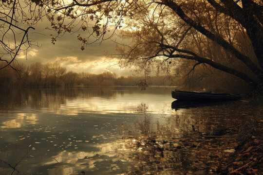 Sunset near the Lake made with Generative AI Technology