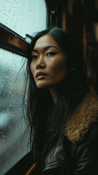 Japanese Woman on a Train made with Generative AI Technology