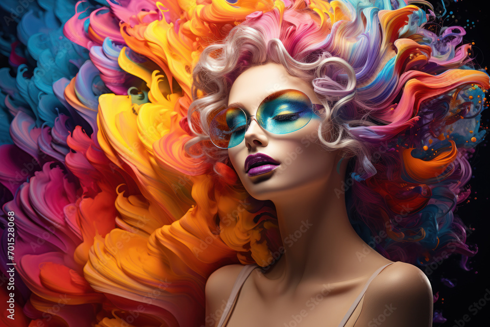 Poster an artist immersed in a swirl of colors, passionately creating a masterpiece on a canvas, showcasing
