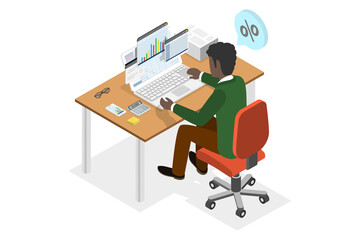 3D Isometric Flat  Illustration of Electronic Invoice, Accounting and Financial Management
