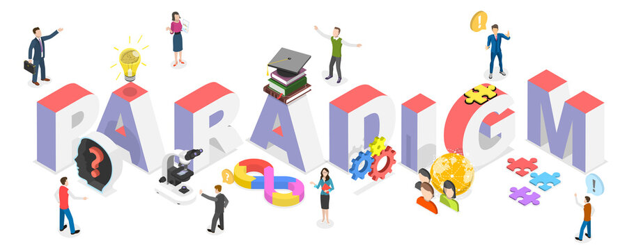 3D Isometric Flat  Illustration of Paradigm, Science or Philosophy Theory