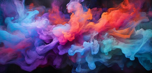 An immersive canvas depicting vibrant flames and swirling smoke, masterfully crafted to evoke fascination in a  panoramic view. - obrazy, fototapety, plakaty